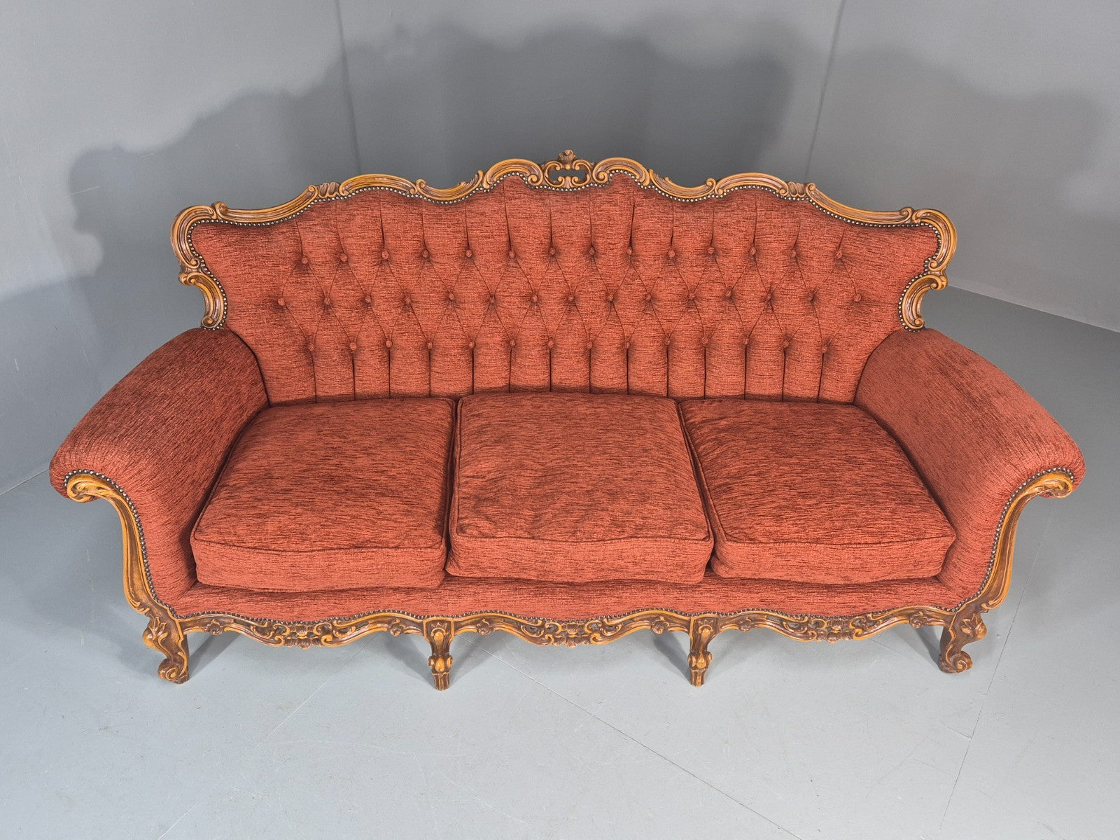 Vintage French Rococo Style Sofa 1970s Reproduction Quality  EB11661 V3SS21