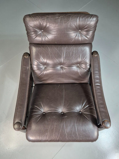 Vintage Danish Lounge Chair Brown Leather Ebbe Gehl Design Retro MCM EB7215 MNOR - UKDK FURNITURE