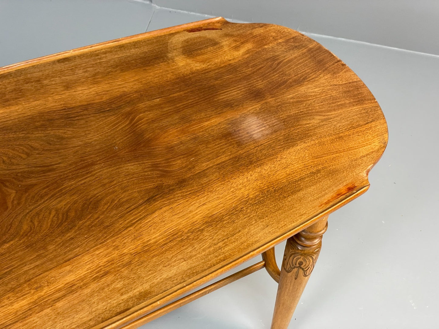 Vintage Walnut Coffee Table - Carved 1960s Magazine Rack Brass EB10874 MWOO6