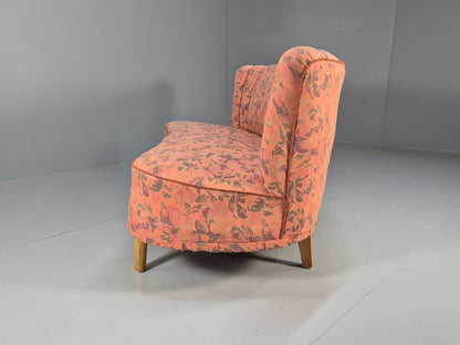 Vintage 3 Seater Sofa Banana Shaped Peach Floral Danish Design EB9572 V3SS - UKDK FURNITURE