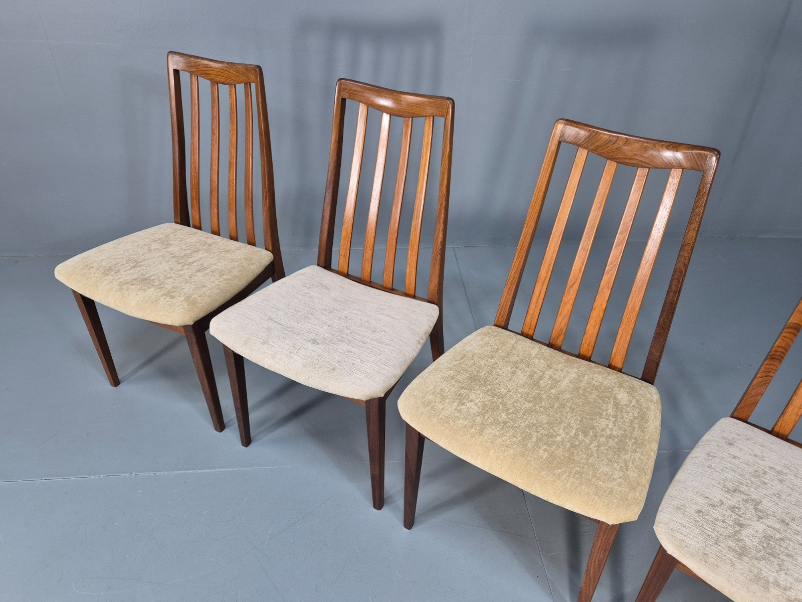 Vintage G Plan Fresco Dining Chairs 4 Teak Cream Seats 1970s Retro EB10206 MDIN4