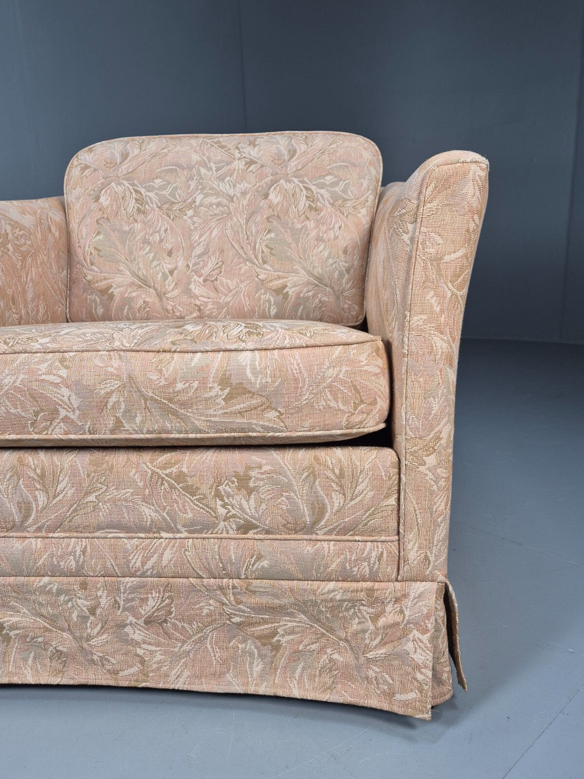 Vintage Danish Lounge Chair Peach Floral Upholstery 1970s Retro EB8974 VCLO - UKDK FURNITURE