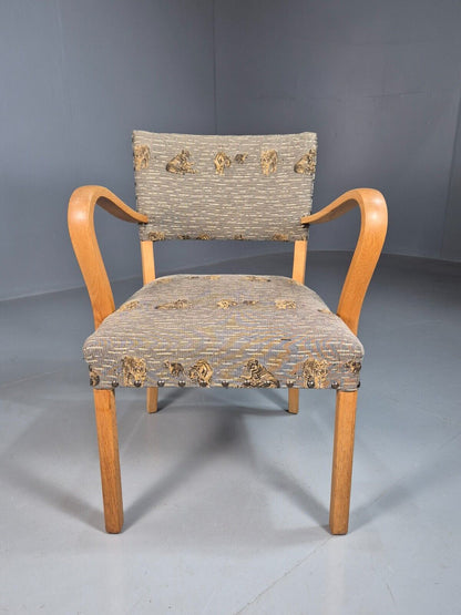 Vintage Danish Elbow Chair Tiger Motif Grey Beech Wood 1950s Retro EB8005 MDIN - UKDK FURNITURE