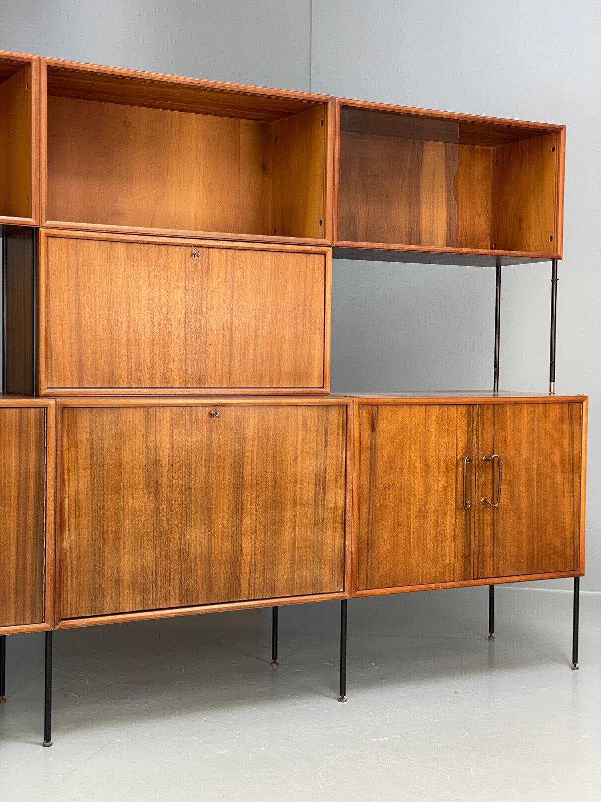 Mid Century Modular Wall Unit By Vanson Walnut 1950s Vintage EB9734 MWOO - UKDK FURNITURE