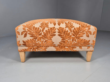 Vintage Footstool Pouffe Amber Floral Moquette Modern EB9477 MFOO - UKDK FURNITURE