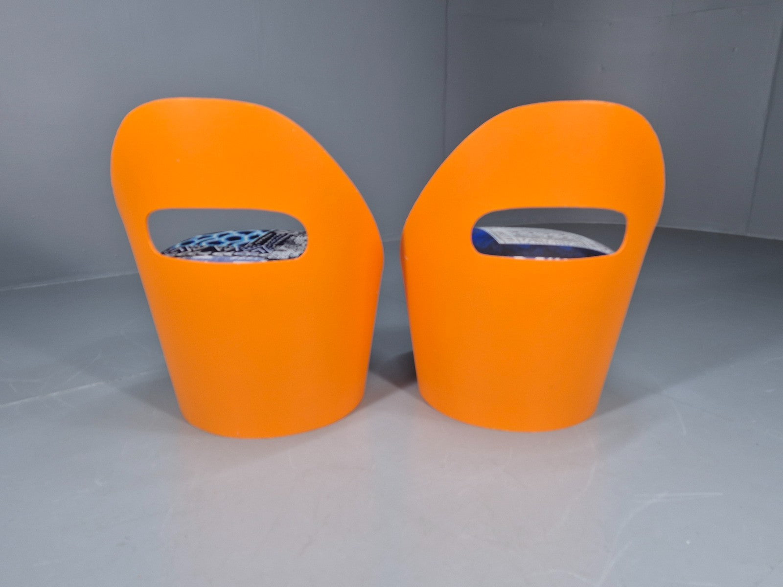2 Vintage Retro Curved Plywood Chairs Orange 1970s Holdaway Style EB10929 MNOR11