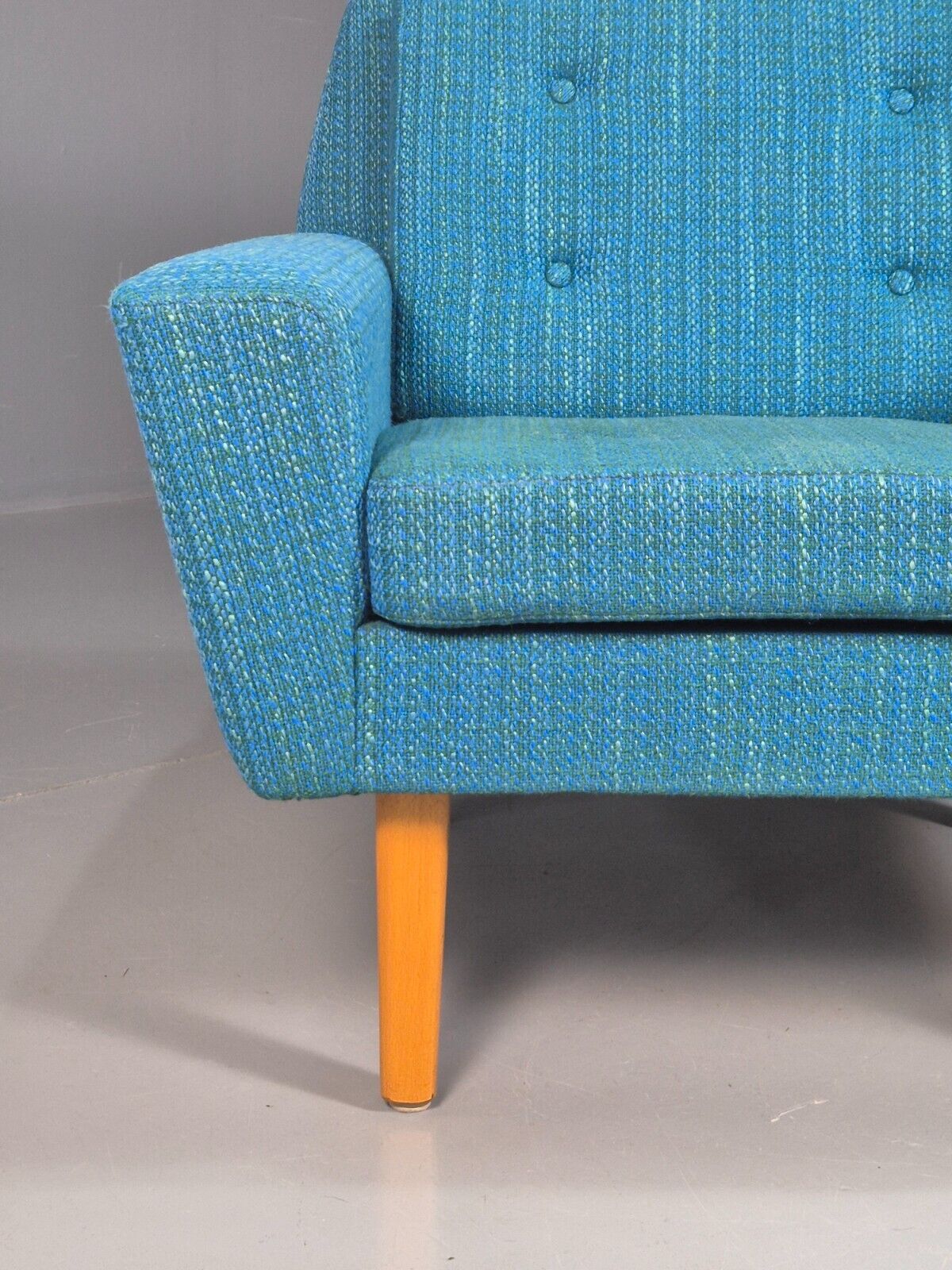 Vintage Swedish Lounge Chair Blue Wool Retro 1960s MCM EB7894 MNOR - UKDK FURNITURE