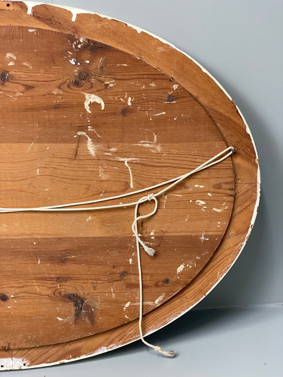 Antique Oval Wall Mirror White & Gold Painted Bevelled Patina EB11051 MWOO11