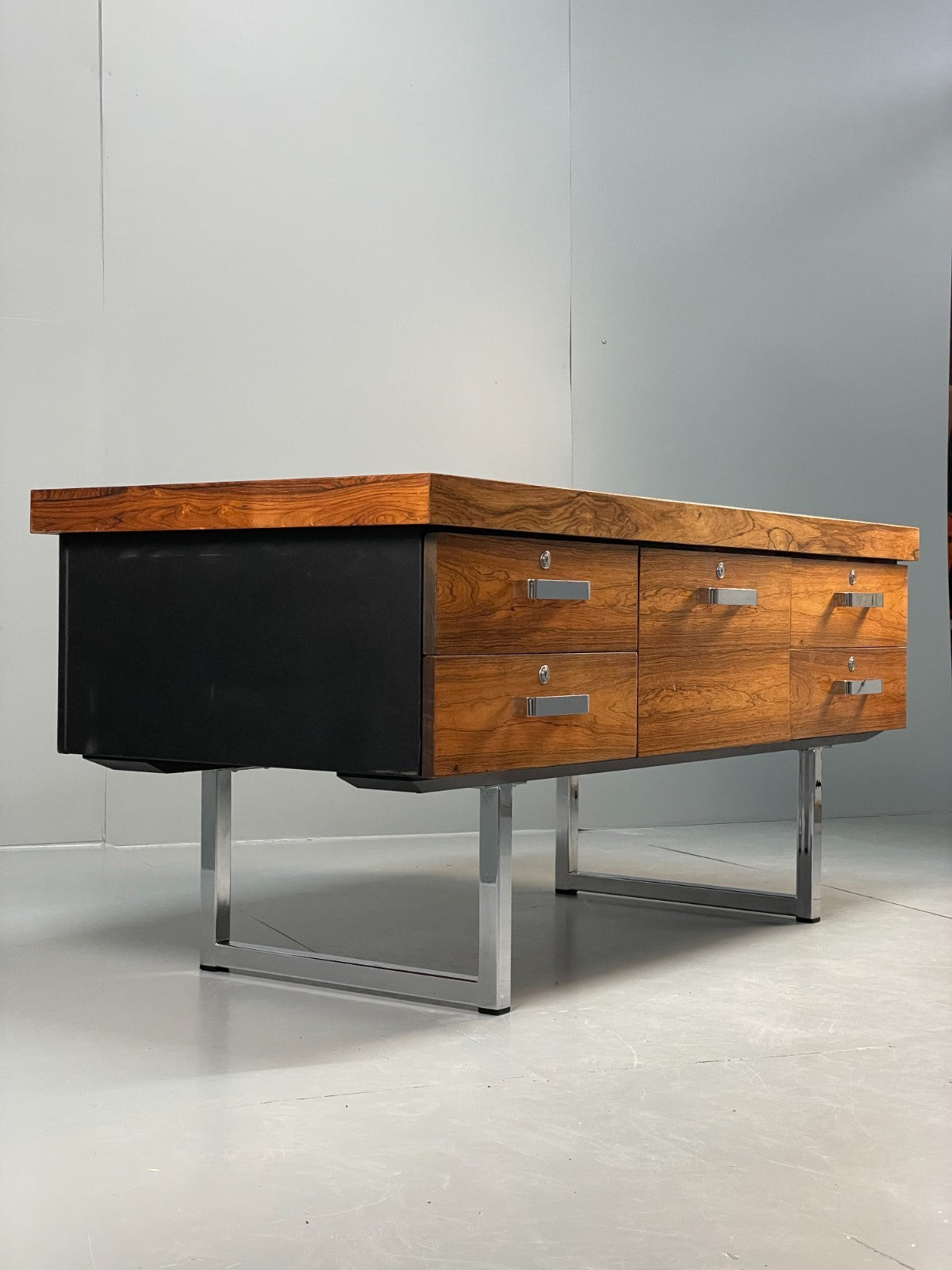 Vintage Gordon Russell Sideboard - Chrome Black Vinyl Mid Century EB10947 MWOO17