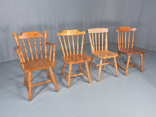 Harlequin set of 4 Vintage Pine Dining Chairs 1980s Retro EB11744 VDIN0
