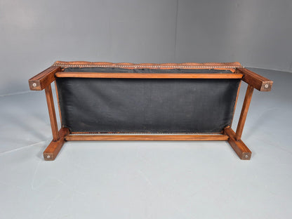 Vintage Georgian Style Leather Upholstered Buttoned Long Ottoman  EB10623 MFOO8