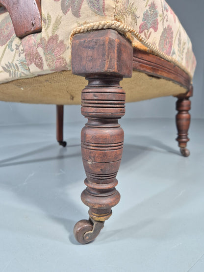 Antique Floral Tub Chair Late Victorian Mahogany Frame  EB11174 VCLO7