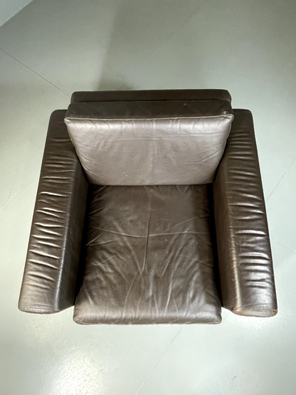 Danish Leather Lounge Chair Vintage 1970s Retro MCM EB5406 MNOR5