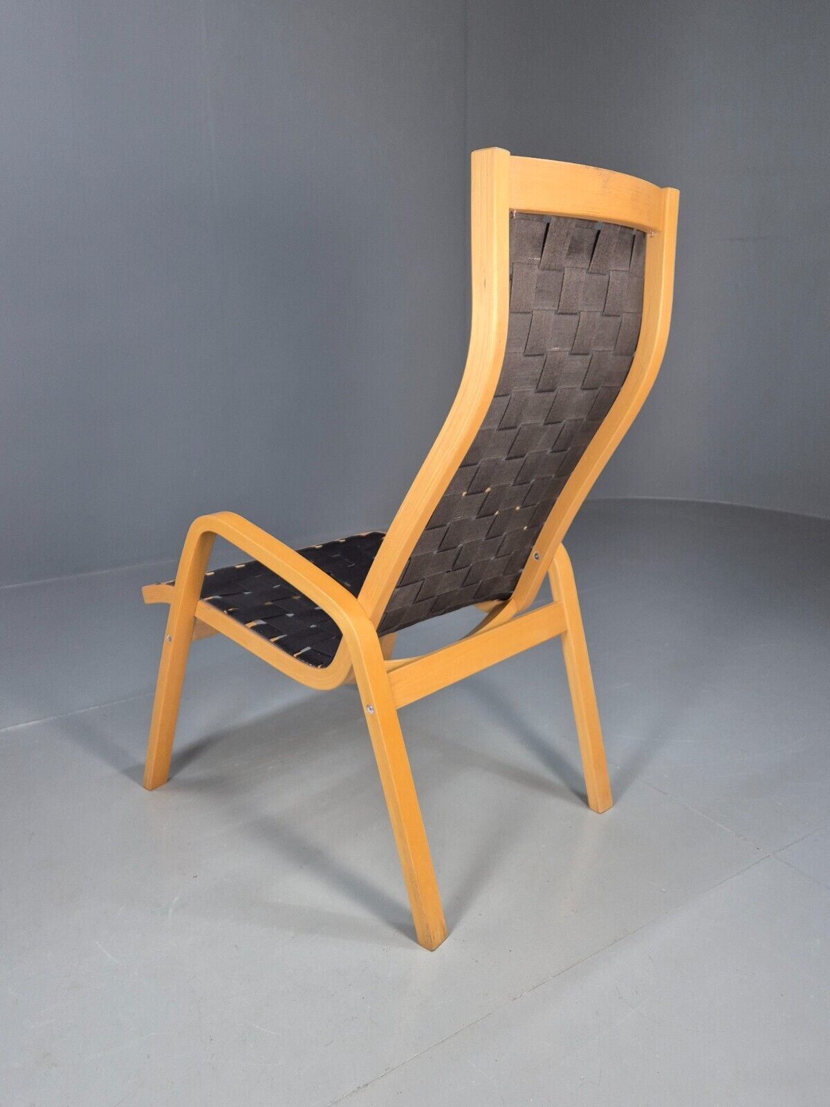 Vintage Danish Lounge Chair Black Canvas Bentwood Aalto Style Retro EB8516 MBEN - UKDK FURNITURE