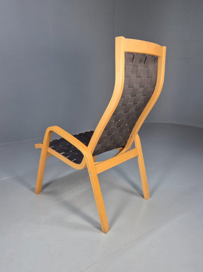 Vintage Danish Lounge Chair Black Canvas Bentwood Aalto Style Retro EB8516 MBEN - UKDK FURNITURE