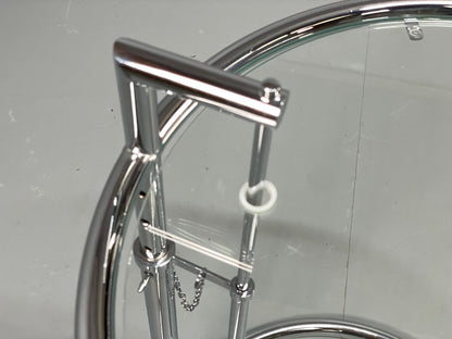 Vintage Chrome Side Table Eileen Grey Style Adjustable Glass Top EB11042 MWOO3