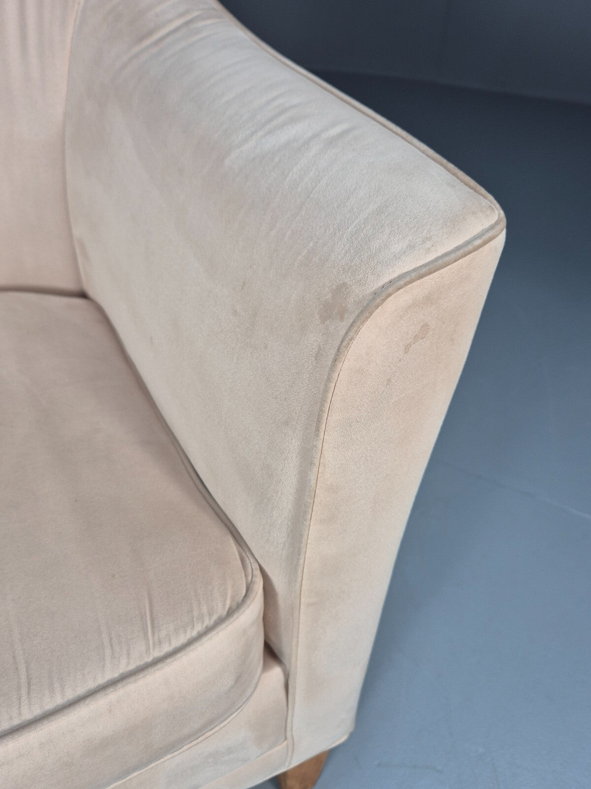 Mordern Danish Cream Faux Suede Tub Chair Beech Legs EB9308 MNOR - UKDK FURNITURE