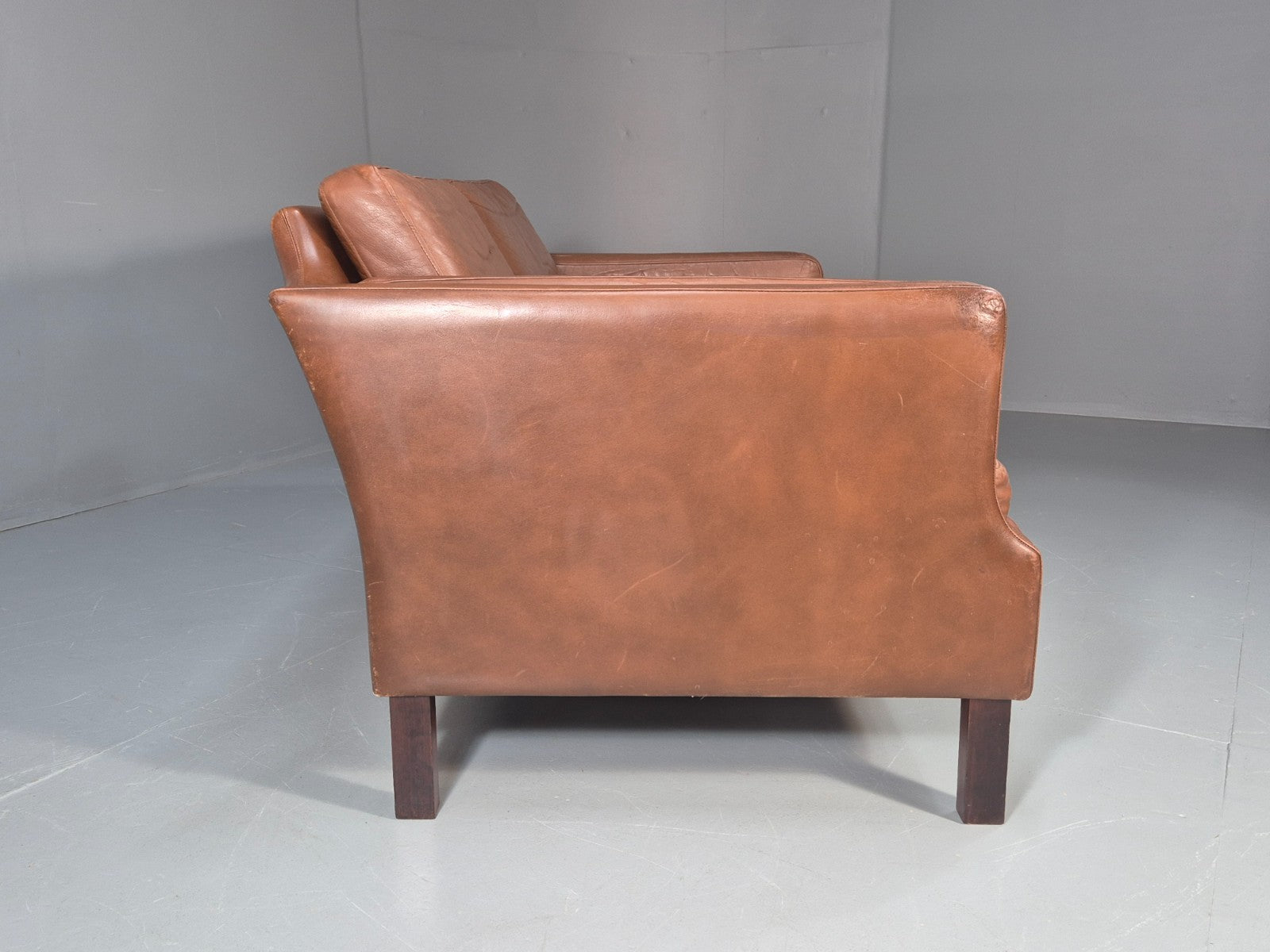 Mid Century Two Seater Leather Sofa Danish 1970s Retro Vintage EB10923 M2SS13