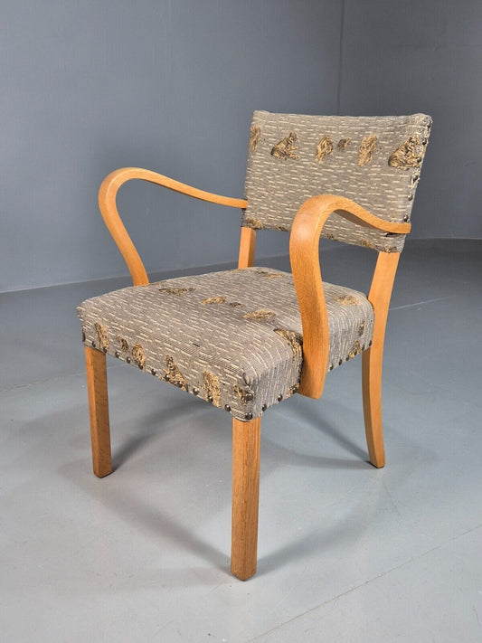 Vintage Danish Elbow Chair Tiger Motif Grey Beech Wood 1950s Retro EB8005 MDIN - UKDK FURNITURE