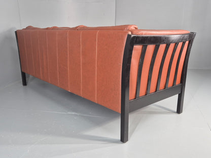 Vintage 3 Seat Sofa Reddy Brown Leather Stouby Denmark 1980s Retro EB10538 M3SS15