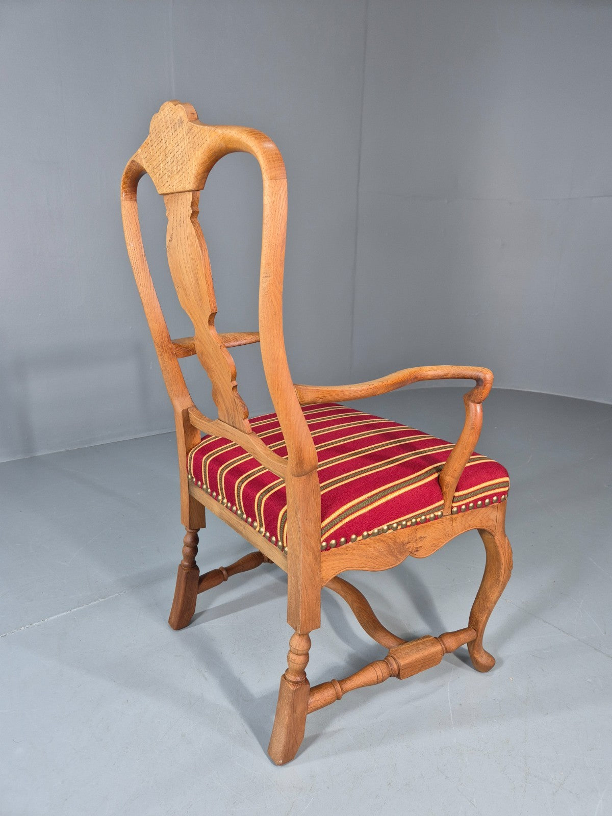 Antique Rococo Revival Oak Chair Danish 1880 Splat Back Shell Motif EB10887 VDIN12