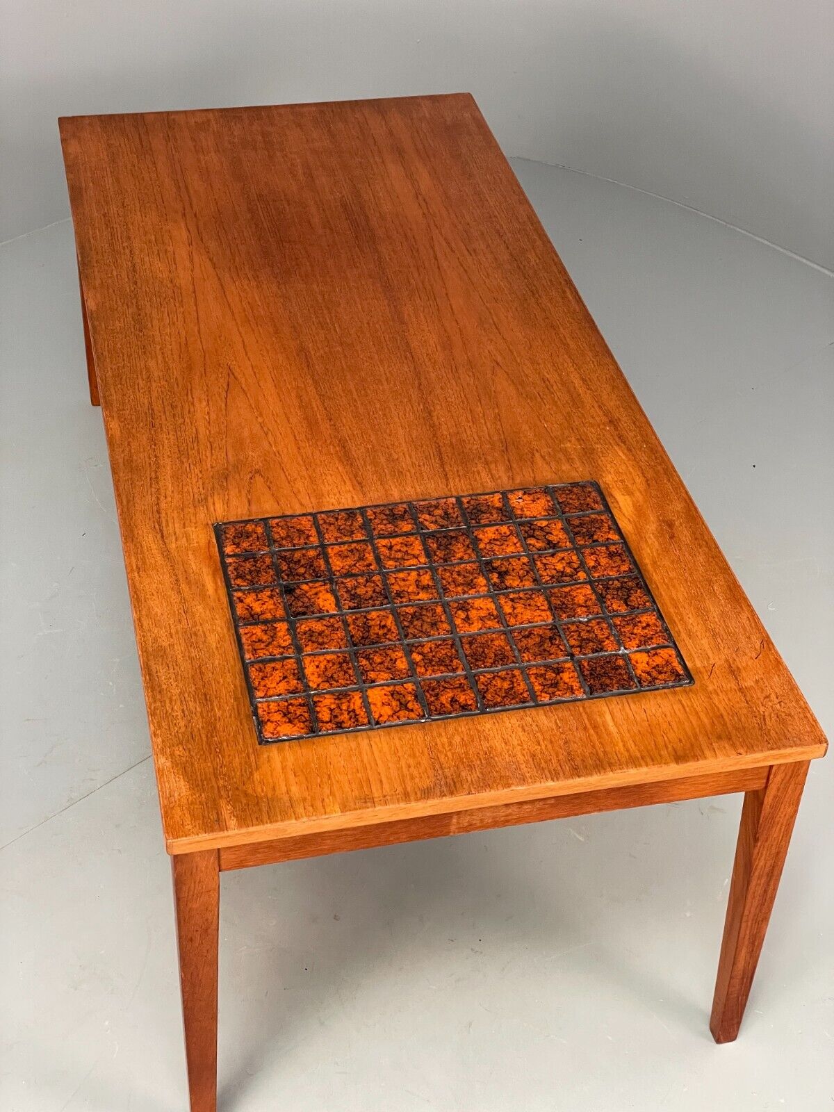 Vintage Danish Teak and Tile Top Coffee Table 1970s Retro Orange EB6890 MWOO - UKDK FURNITURE