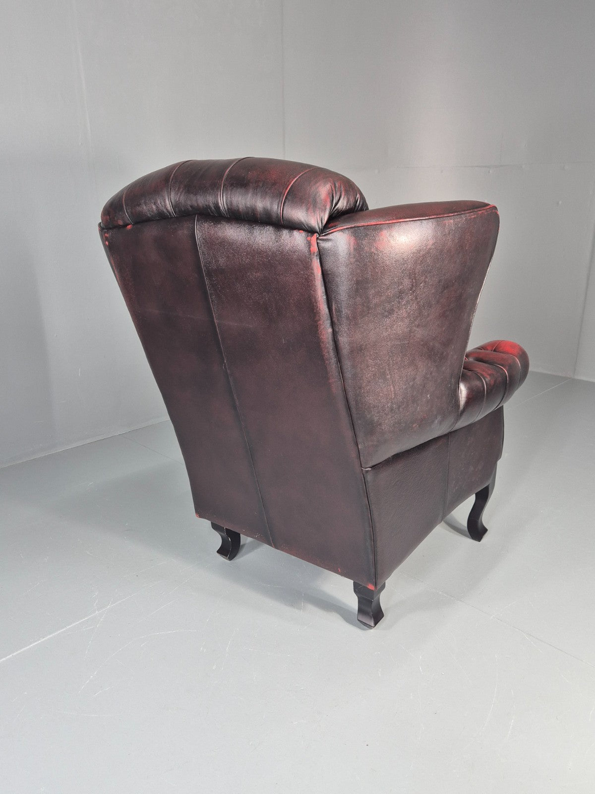 Vintage Queen Anne Wing Back Leather Danish Retro Chesterfield EB11376 VLEA11