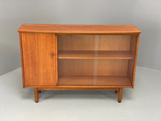 Vintage 1960s Glazed Bookcase Cabinet Teak Shelving Cupboard EB11808 MWOO1