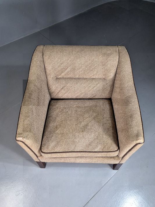 Vintage Danish Lounge Chair Brown Cream Wool 1980s Retro MCM EB7330 MNOR - UKDK FURNITURE