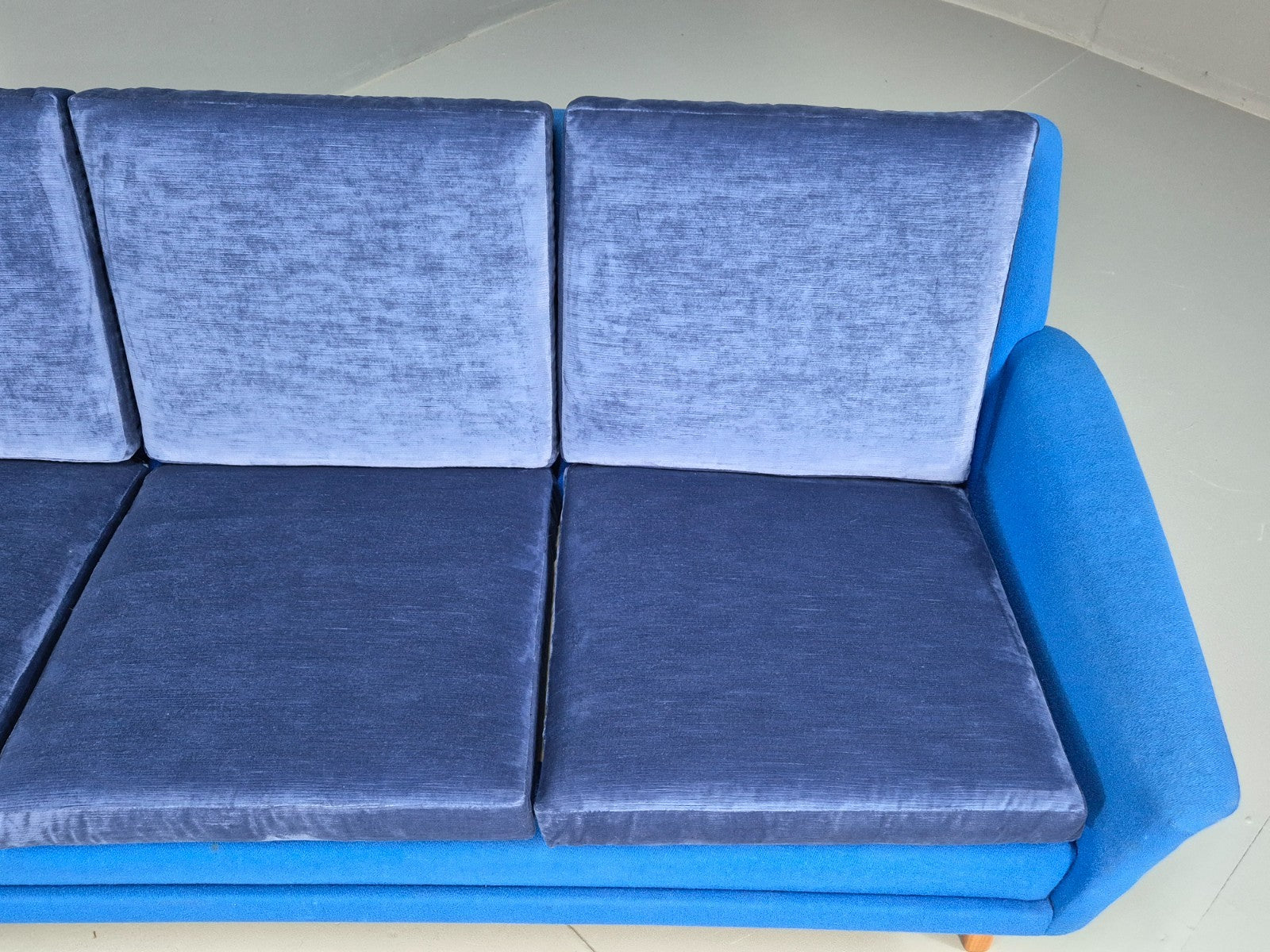 Vintage Folke Ohlsen 3 Seat Sofa Blue New Cushions 1960s Dux Sweden EB9363 M3SS - UKDK FURNITURE