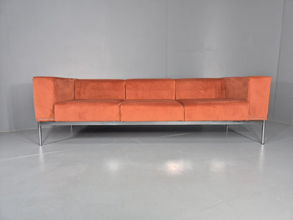 Vintage 4 Seater Sofa Italian Modern Design Sitia Peach Velvet  EB11771 M4SS5