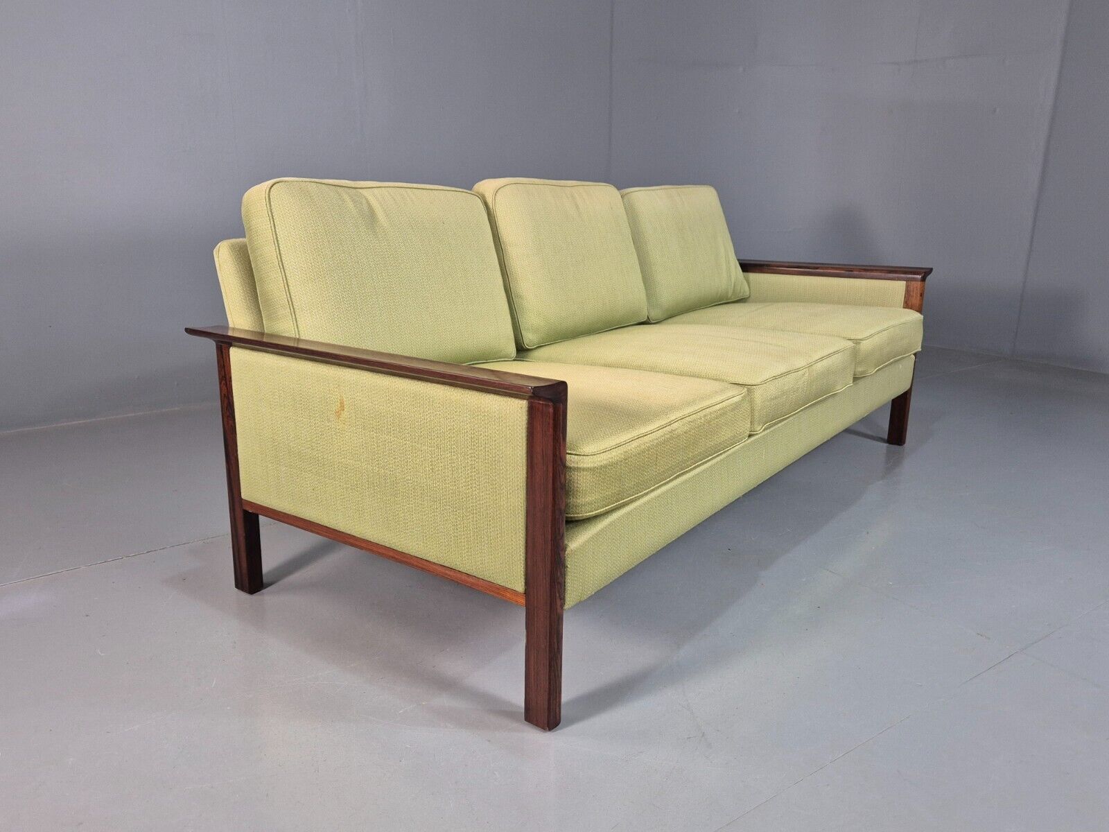 Vintage Midcentury Danish Three Seat Green Sofa Rosewood EB7741 M3SS - UKDK FURNITURE
