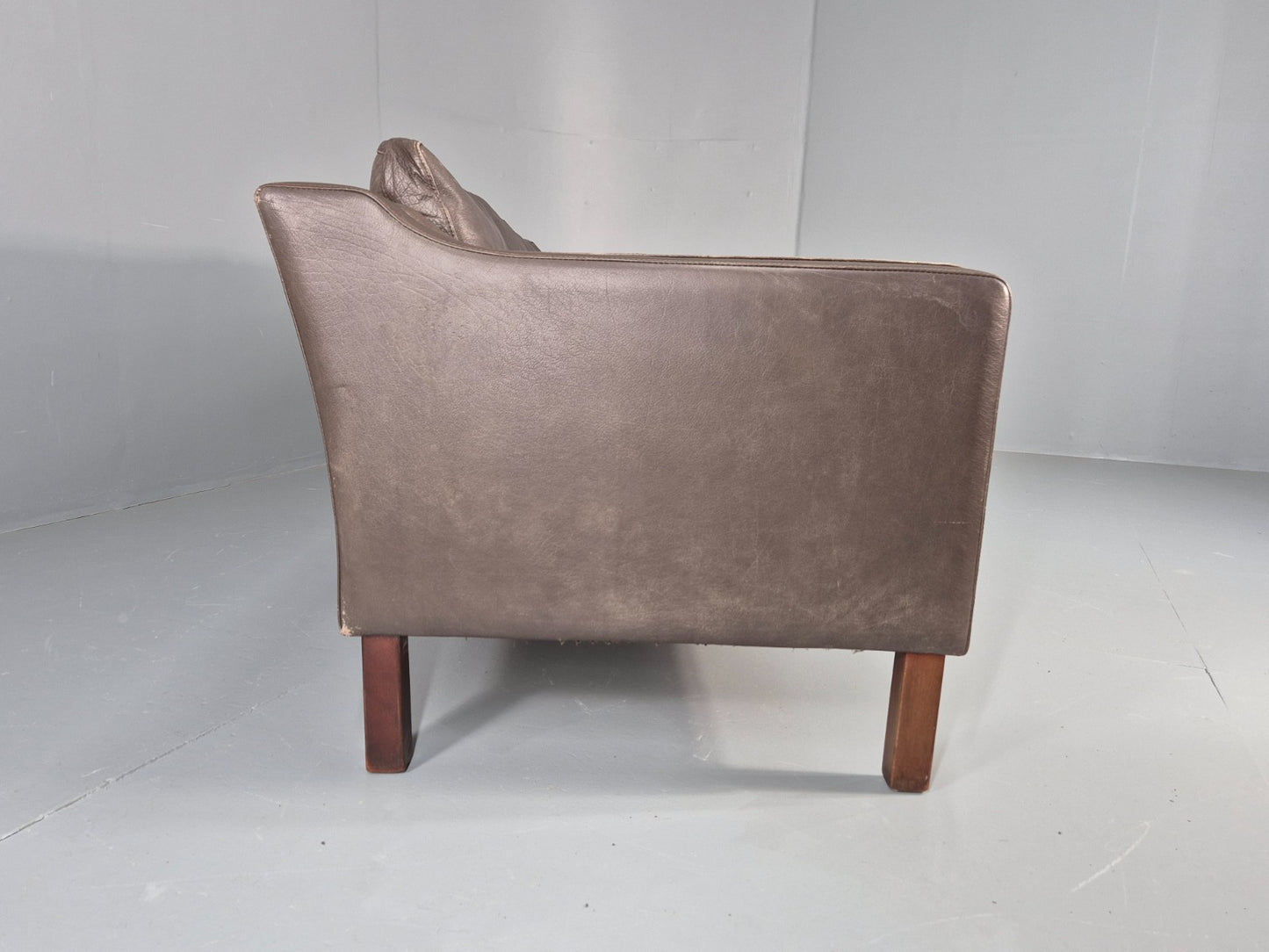 Vintage 3 Seat Sofa Danish Brown Leather Mid Century Retro 1970s EB10487 M3SS12