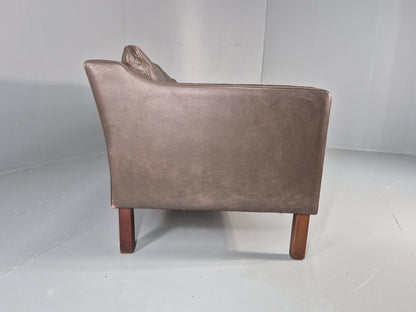 Vintage 3 Seat Sofa Danish Brown Leather Mid Century Retro 1970s EB10487 M3SS12