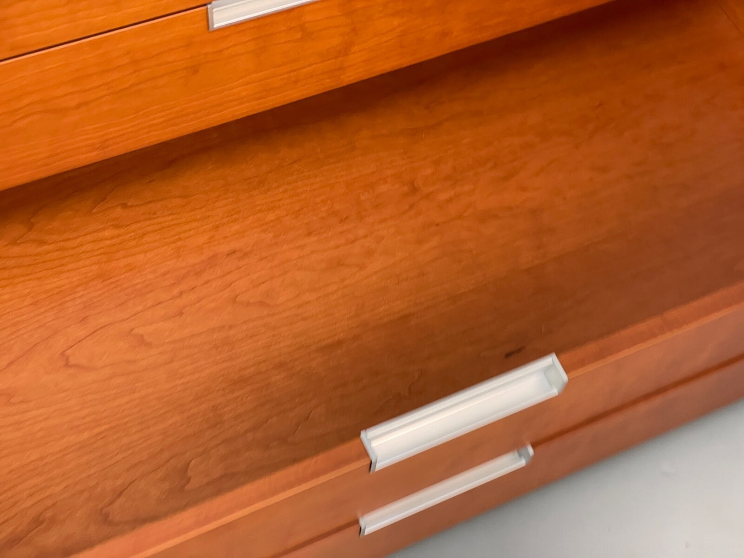 Vintage Cherry Chest Of Drawers Aluminium Details 1980s Design EB9809 MWOO - UKDK FURNITURE