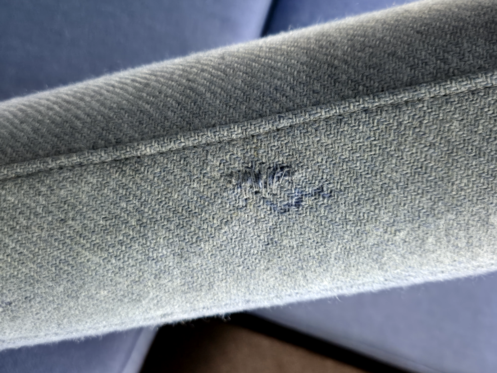 2 Seat Sofa Vintage Danish Blue Wool Beech Frame 1980s Retro MCM EB7333 M2SS8