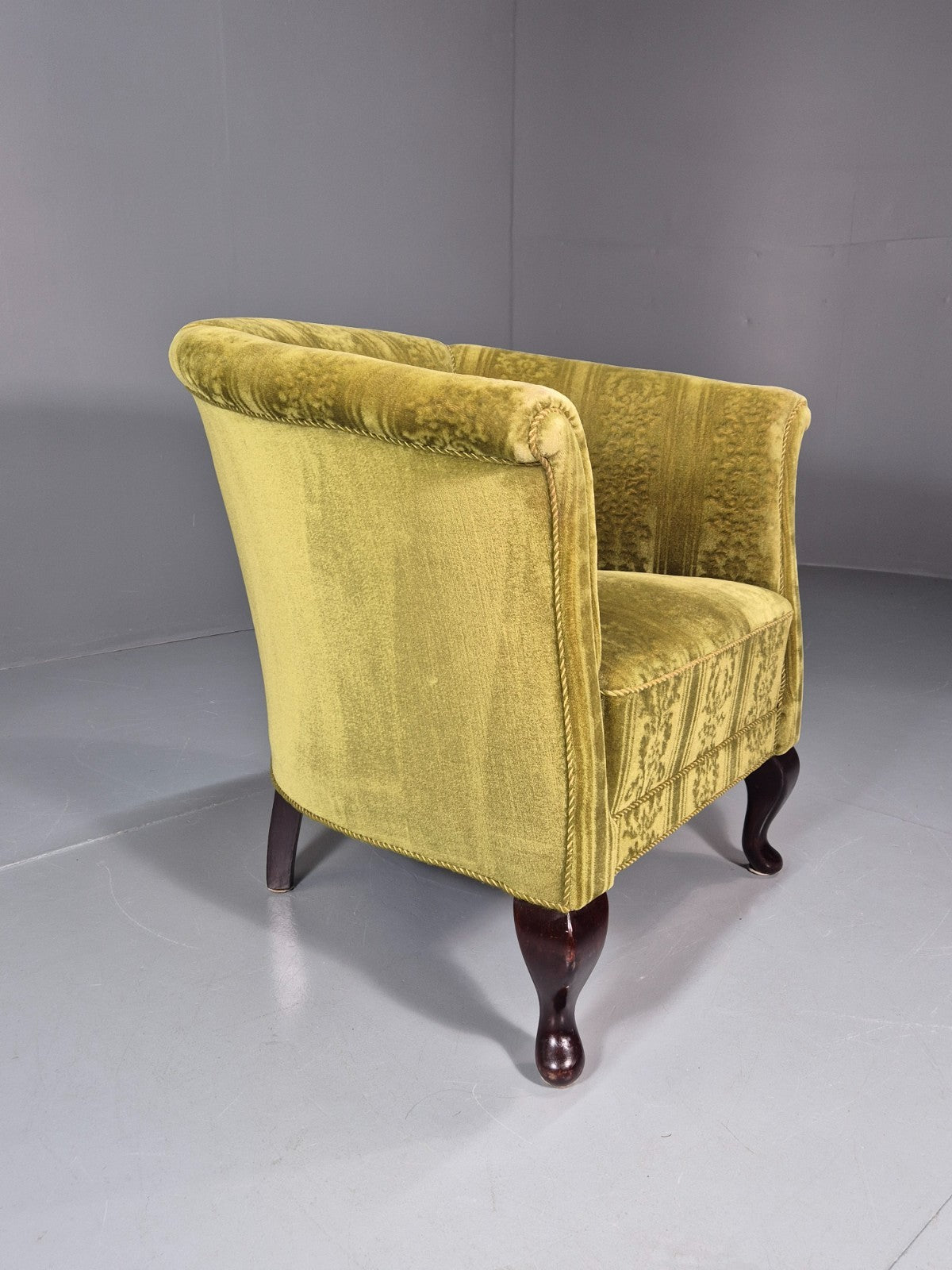 Vintage Art Deco Danish Tub Chair Green Moquette 1940s  EB10775 VCLO6