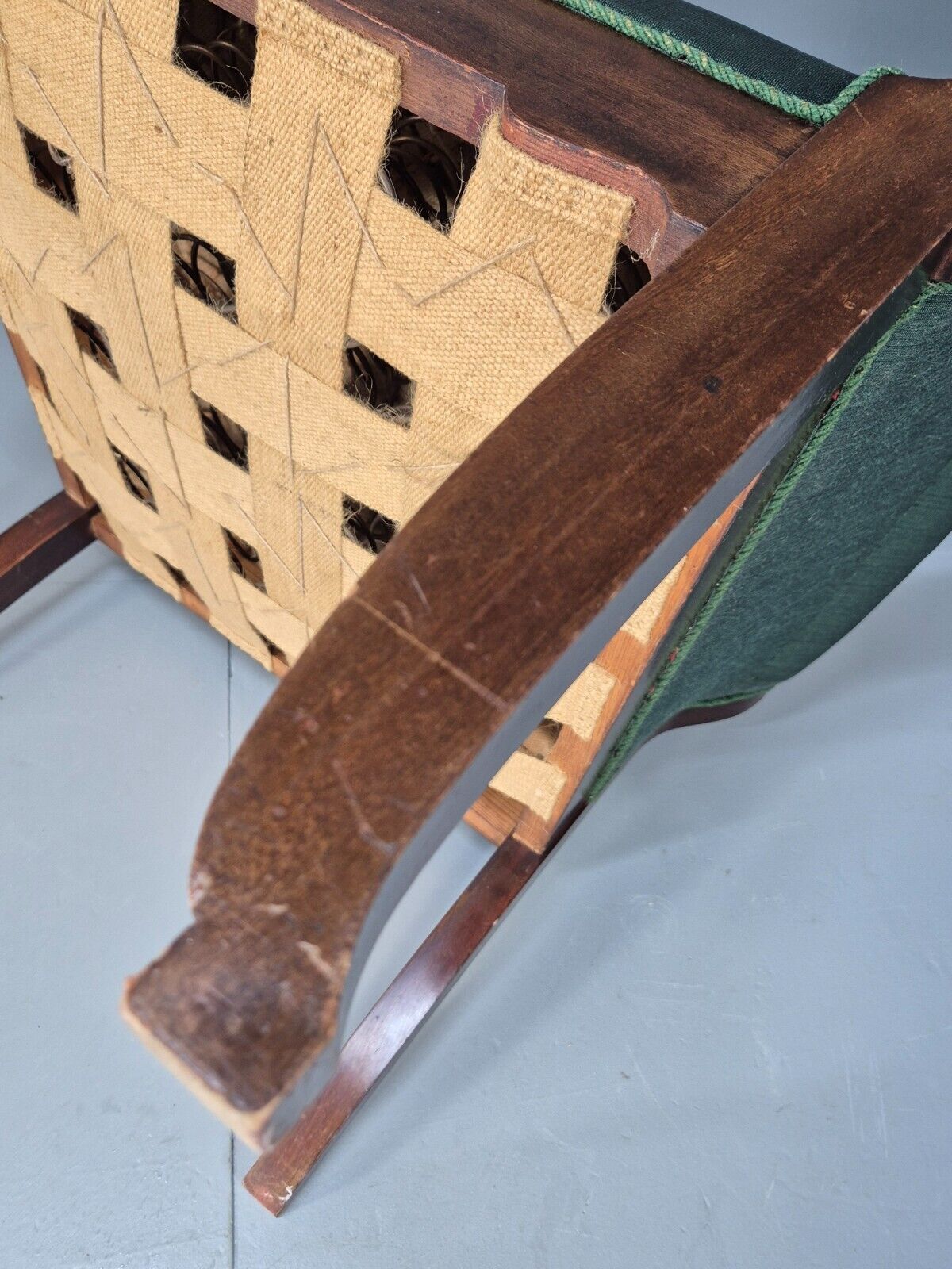 A Vintage Danish Antique Chair Green and Mahogany Shield Back 1920s EB8924 VCLO - UKDK FURNITURE