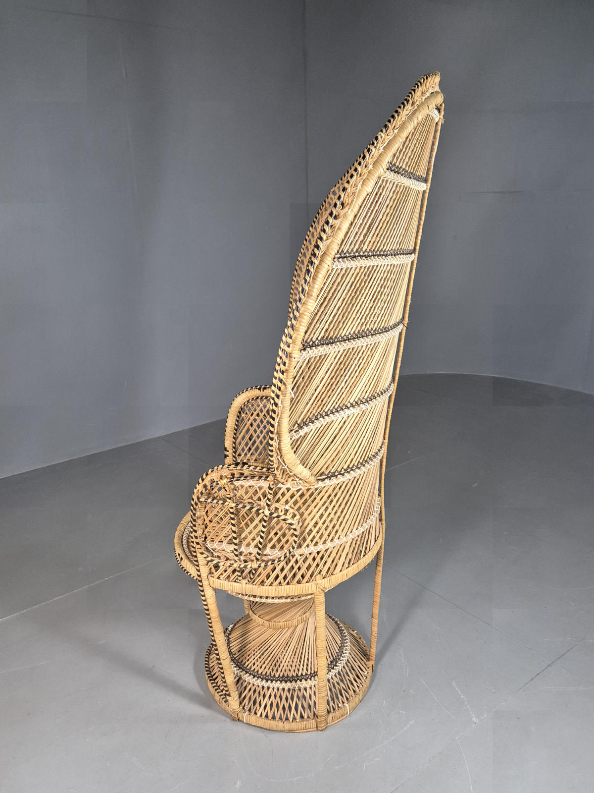 EB7116 Vintage Bamboo Cane Peacock Chair 1980s Retro VBER - UKDK FURNITURE