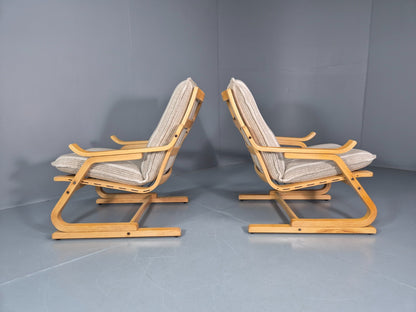 2 Mid Century Lounge Chairs New Upholstery Bentwood Vintage Danish EB10317 MBEN7