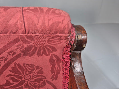2 Vintage Slipper Chairs Pink Cotton Rosewood Inlay Antique EB8874 VCLO - UKDK FURNITURE