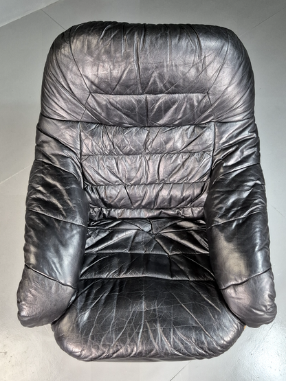 Vintage Danish Lounge Chair Black Leather Bentwood Cantilever Retro EB7229 MBEN11