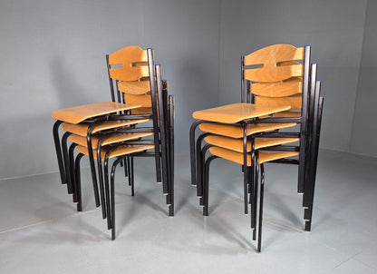 8 Stacking Chairs Danish Plywood and Metal Vintage Retro EB7277 MSTA0