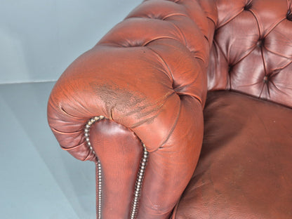 3 Seater Chesterfield Sofa Red Leather Studded Vintage EB11021 VCHE7