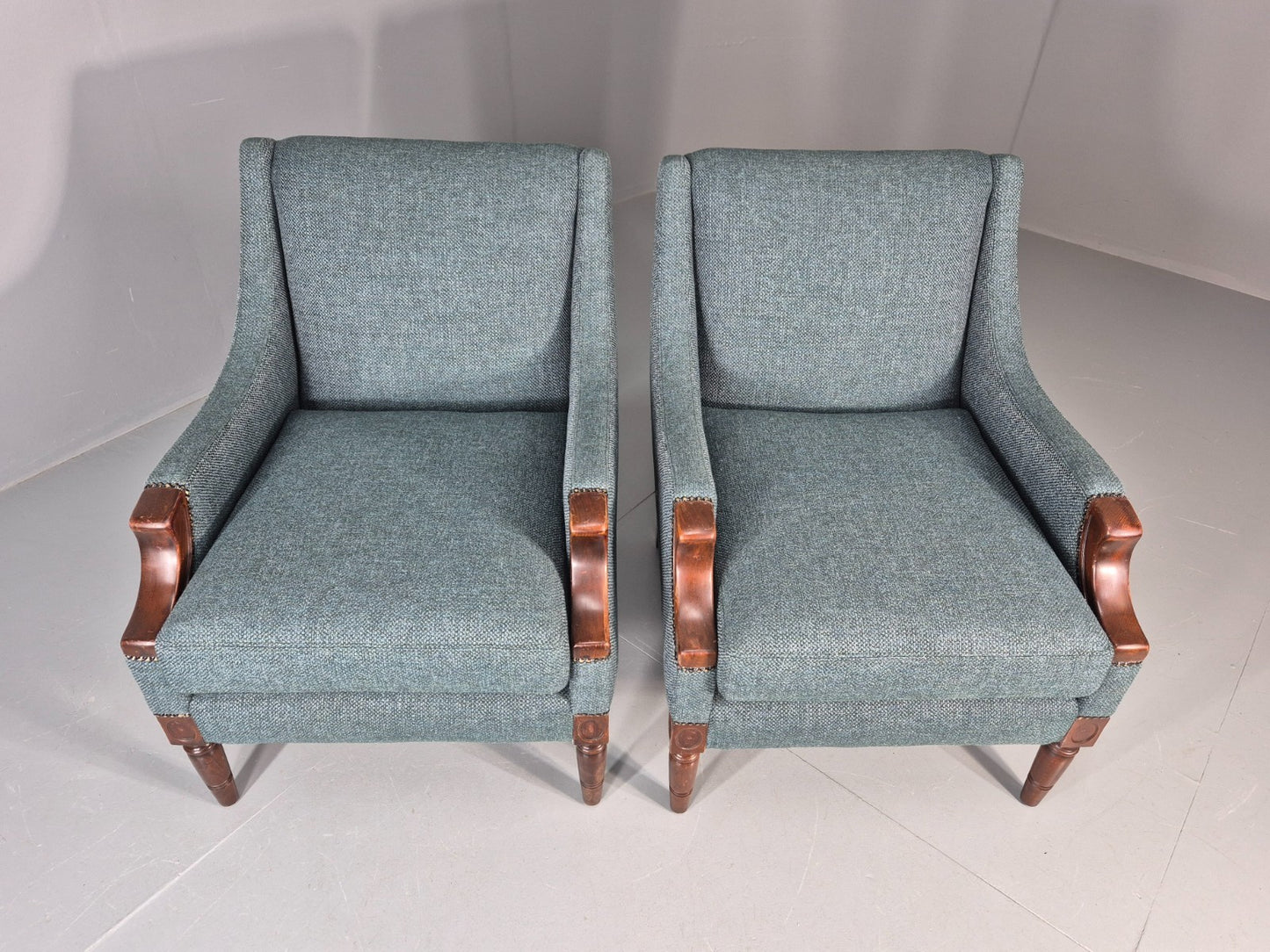 2 Vintage regency Style Armchairs 1970s Danish New Upholstery  EB11135 VCLO6