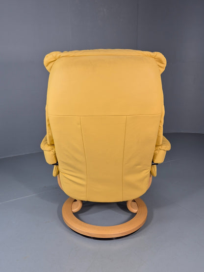 Stressless Swivel Recliner Chair  Ekornes Yellow Leather 1990s EB11574 MWOO11