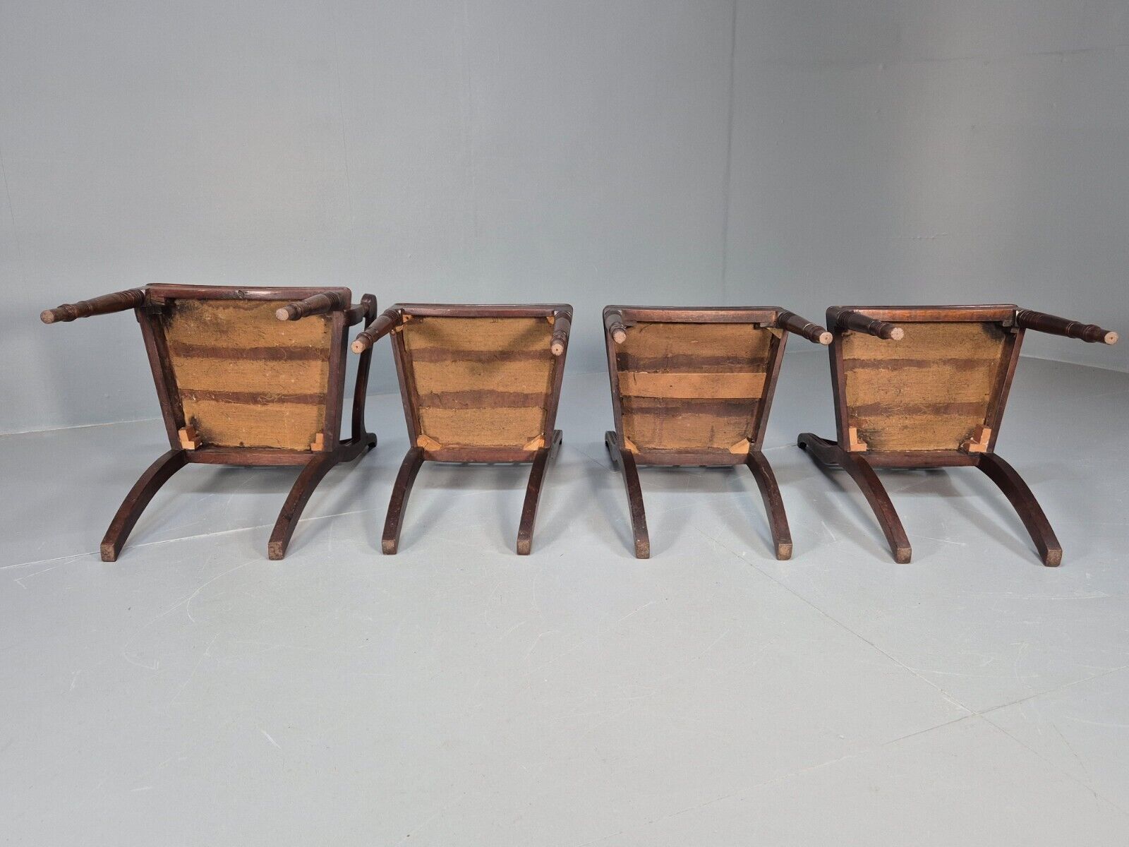 4 Antique Ball Back Walnut Dining Chairs Regency Style EB9146 VDIN - UKDK FURNITURE