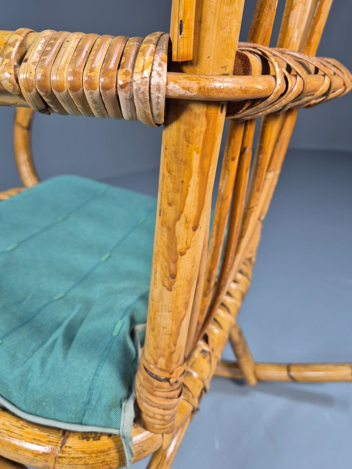 Vintage Franco Albini Style Cane Rattan Rocking Chair 1970s Retro EB9702 VBER - UKDK FURNITURE