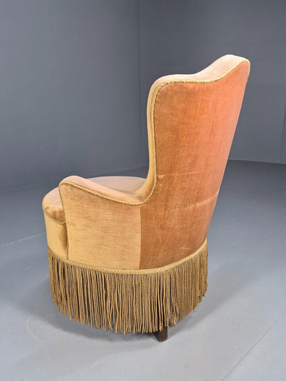 Vintage Danish Lounge Chair Gold Velour 1930s Boudoir Suite EB8978 VCLO - UKDK FURNITURE