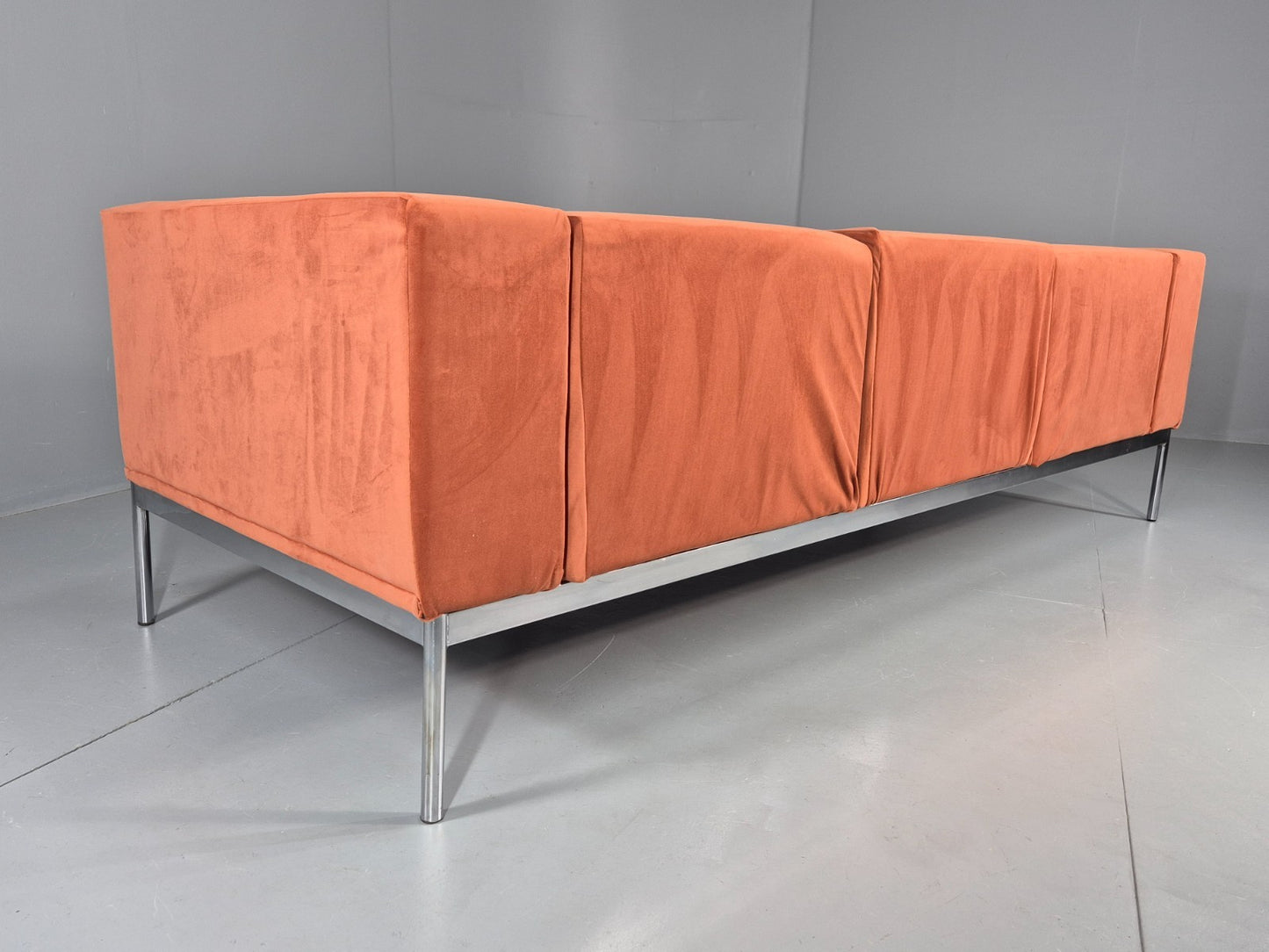 Vintage 4 Seater Sofa Italian Modern Design Sitia Peach Velvet  EB11771 M4SS17